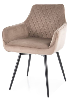 Jedálenská stolička, tmavobéžová látka, nohy kov čierny, MARLO VELVET