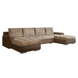 Univerzálna sedacia súprava, ekokoža hnedá, látka hnedý melír, TOLITA U UNI