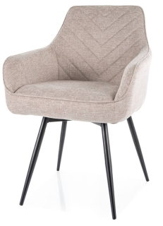Jedálenská stolička, svetlobéžová látka, nohy kov čierny, SERVIO BREGO