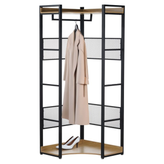 Regál, 80cm, rohový, dub, čierny, KILOS NEW TYP 4