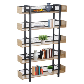 Regál, 120cm, 5-policový, dub, čierny, KILIS NEW TYP 2