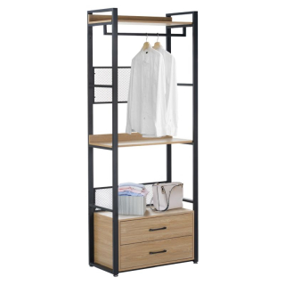 Regál, 80cm, so zásuvkami, dub, čierny, KILOS NEW TYP 1