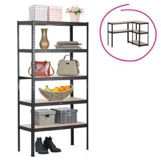 Regál, 90cm, dub, čierny, RADMAN