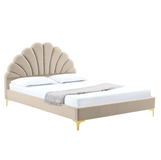 Manželská posteľ, 160x200, s roštom, béžová, látka, ISADORA