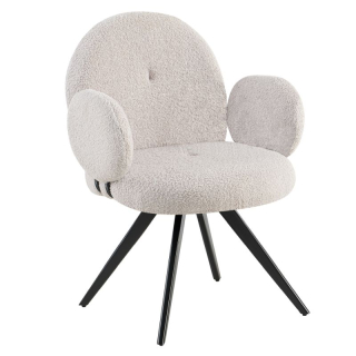 Otočná stolička, čierny kov, svetlosivá látka Bouclé, VASALA