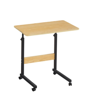 Nastaviteľný PC stôl 60x40cm, s kolieskami, dub, čierny, JUSTUS