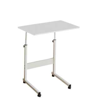 Nastaviteľný PC stôl, 60x40cm, s kolieskami, biely, JUSTUS