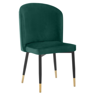 Jedálenská stolička, zelená Velvet látka, nohy kov čierny, UDAJA