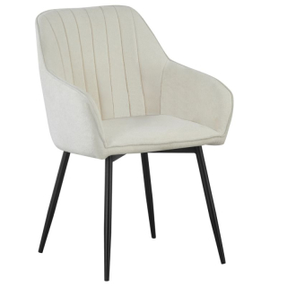 Dizajnové kreslo, krémová látka bouclé, nohy kov čierny, VAJRO