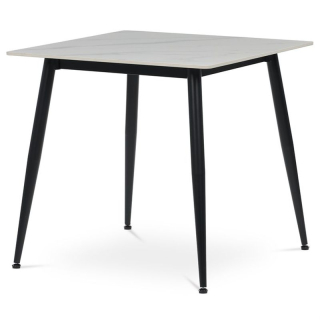 Jedálenský stôl 80x80cm, keramika, kov, biely, HT-398M WT