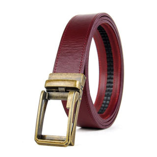 Opasok z pravej kože s automatickou prackou ANTIQUE - Bordová