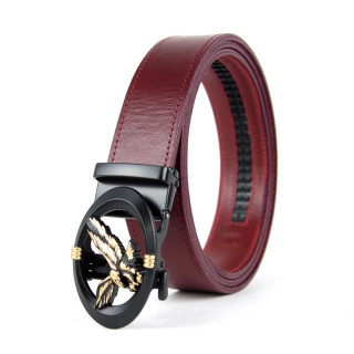 Opasok z pravej kože s automatickou prackou HAWK - Bordová