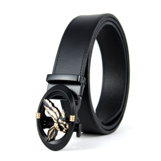 Opasok z pravej kože s automatickou prackou HAWK - Čierna