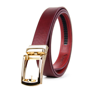 Opasok z pravej kože s automatickou prackou GOLD BELT - Bordová