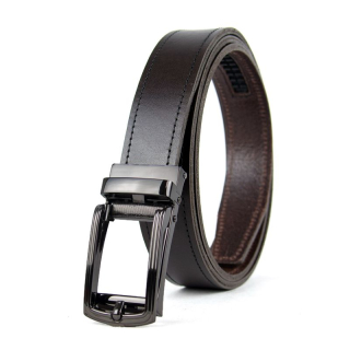 Opasok z pravej kože s automatickou prackou STRINGER - Tmavo hnedá