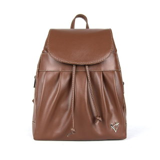 Módny kožený ruksak z pravej kože č.8665 v Senape farbe