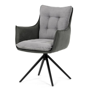 Jedálenská stolička, sivá, manšestrová, látka, DCH-D1345 GREY2