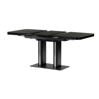 Jedálenský stôl 120-160x80cm, rozkladací, MDF, čierny, HT-D1926 BK