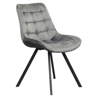 Jedálenská stolička, tmavosivá Velvet látka, nohy kov čierny, SAMIRA
