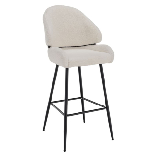 Barová stolička, biela látka, nohy čierne, SANAKO TYP 2