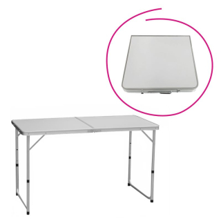 Skladací, kempingový stôl, 120x60cm, hliník,MDF sivá, KEPI TYP 1