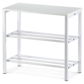 Botník, 50cm, kovový, biely, MDF doska, 83168-42 WT