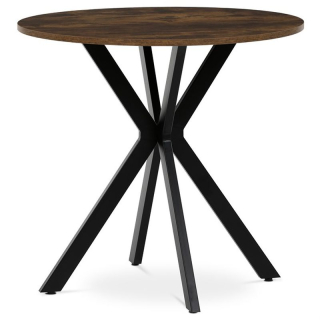 Jedálenský stôl, okrúhly, 80cm, MDF, kov, staré drevo, HT-F4108 OLW