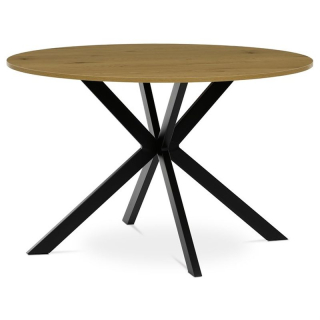 Jedálenský stôl, okrúhly, 120cm, MDF, kov, divoký dub, HT-F4120 OAK