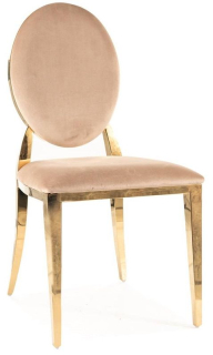 Jedálenská stolička, béžová látka, nohy gold chróm zlatý, KING VELVET