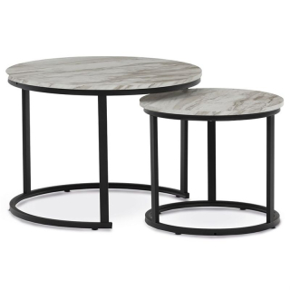 Set konferenčných stolíkov, 70x70cm, MDF, mramor, CT-X7122 WT