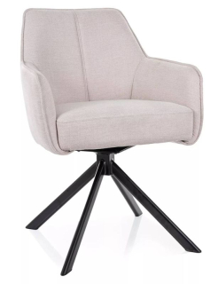 Jedálenská stolička, svetlo béžová látka, nohy kov čierny, NOTTI BREGO