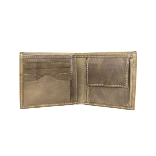 Elegantná peňaženka z pravej kože č.8406 v khaki farbe, ručne natieraná