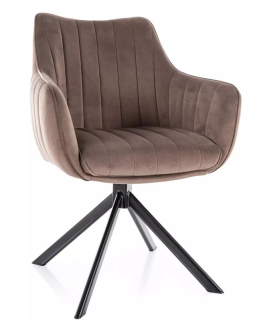 Jedálenská stolička, cappuccino látka, nohy kov čierny, AZALIA VELVET