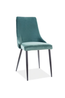 Jedálenská stolička, zelená látka, nohy kov čierny, Signal, PIANO B VELVET