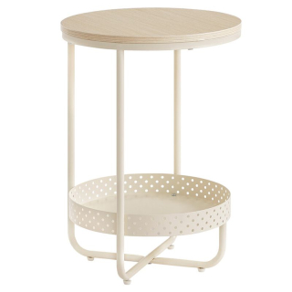 Odkladací stolík, 40x40cm, MDF bielený dub, AKF-E1015 CRM