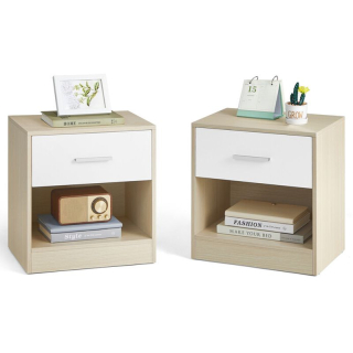 Nočný stolík, 2ks, 39cm, bielený dub, ANT-E1081 BUK