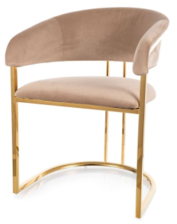 Jedálenská stolička, béžová látka, nohy gold chróm zlatý, TULIPE VELVET