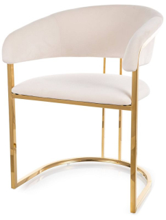 Jedálenská stolička, svetlobéžová látka, nohy gold chróm zlatý, TULIPE VELVET