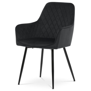 Jedálenská stolička, čierna, zamatová, látka, DCH-215 BK4