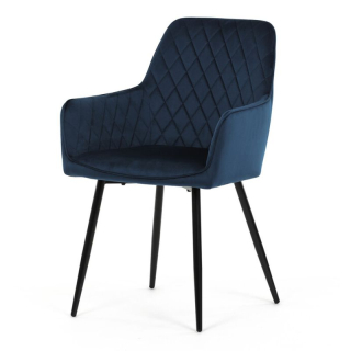 Jedálenská stolička, modrá, zamatová, látka, DCH-215 BLUE4