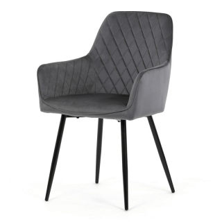 Jedálenská stolička, sivá, zamatová, látka, DCH-215 GREY4