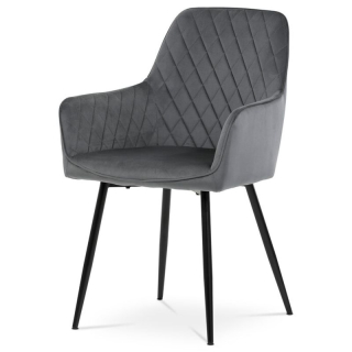 Jedálenská stolička, sivá, zamatová, látka, DCH-215 GREY4