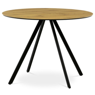 Jedálenský stôl, okrúhly, 100cm, lamino, kov, dub, HT-R5010 OAK