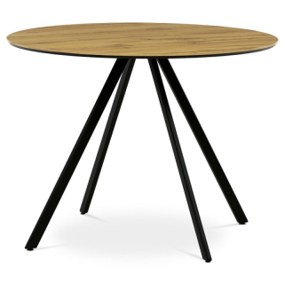 Jedálenský stôl, okrúhly, 100cm, lamino, kov, dub, HT-R5010 OAK