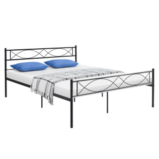 Manželská posteľ, 180x200, s roštom, kovová, čierna, STELVIA