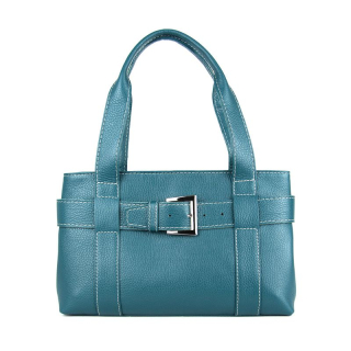 Dámska kožená kabelka v petrolejovej farbe