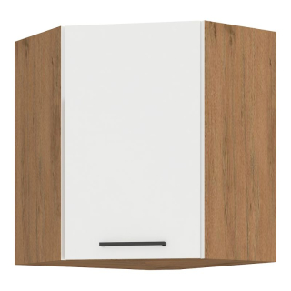 Horná skrinka rohová, 59cm, biely lesk, dub lancelot, VEGA GN-72 1F