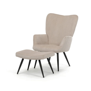 Relaxačné kreslo, béžová, menšestrová, látka, AK-L7285 CRM6