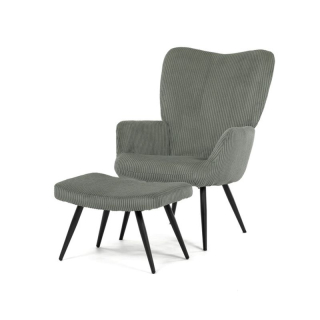 Relaxačné kreslo, zelená manšestrová látka, AK-L7285 GRN6