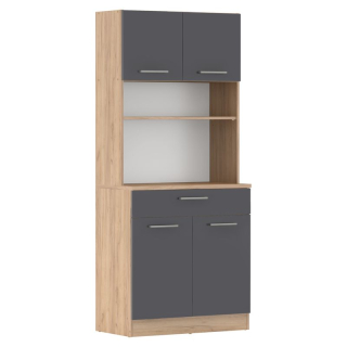 Štvordverový kredenc, 80cm, dub artisan, grafit, DOMIS NEW